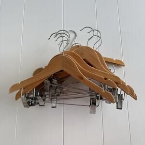 High-Grade Wooden Kids/Toddler Hangers with Clips – 10 Pack